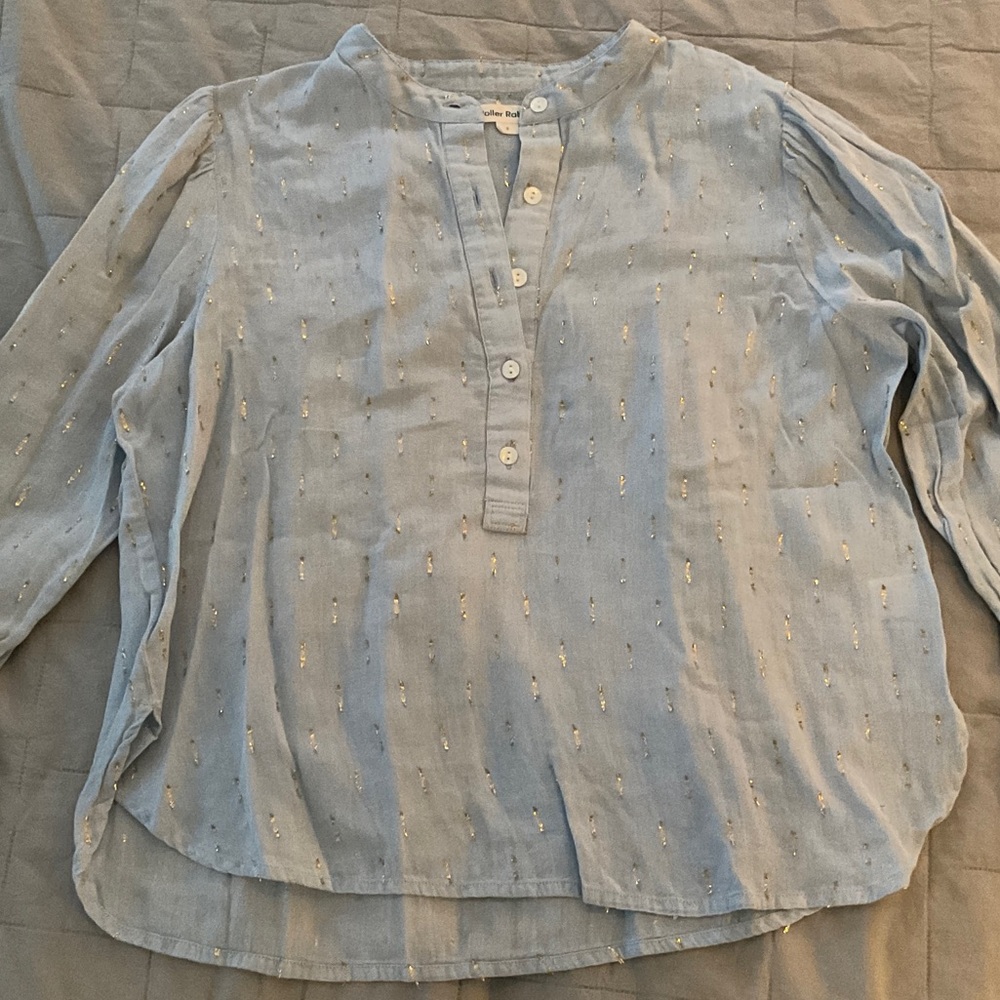 Roller Rabbit Light Blue Metallic Dot Pullover Blouse